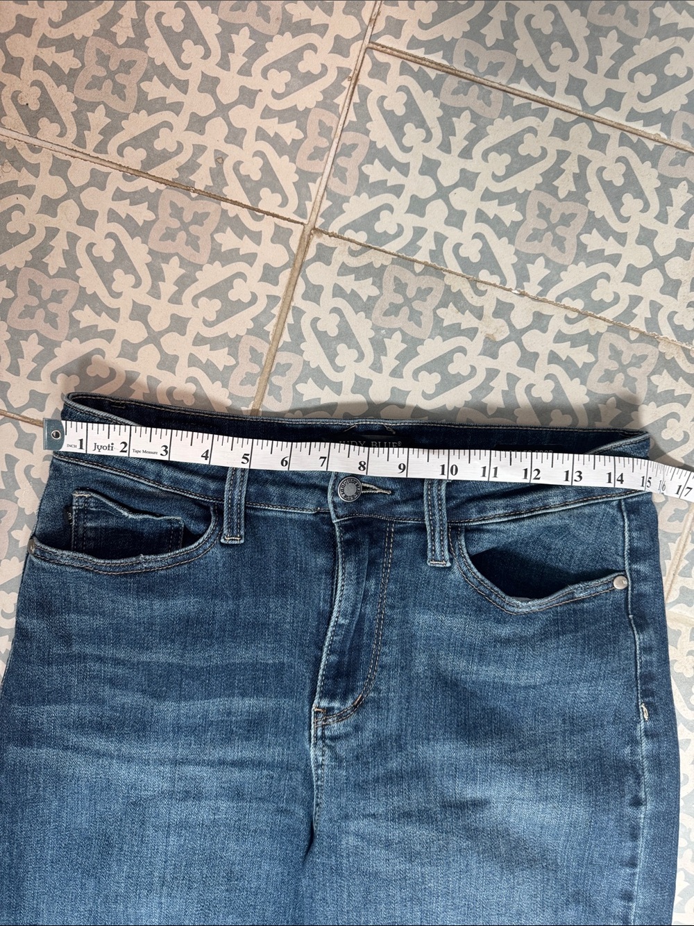 Judy Blue Women's High-Rise Wide Leg Jeans in Deep Blue Denim - Picture 6 of 6